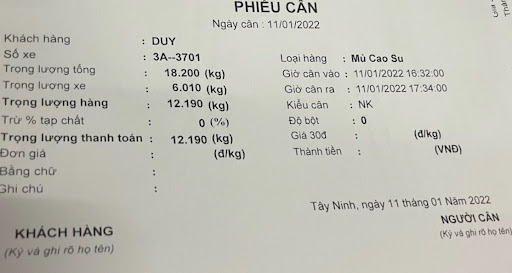 mẫu phiếu cân xe tải 3